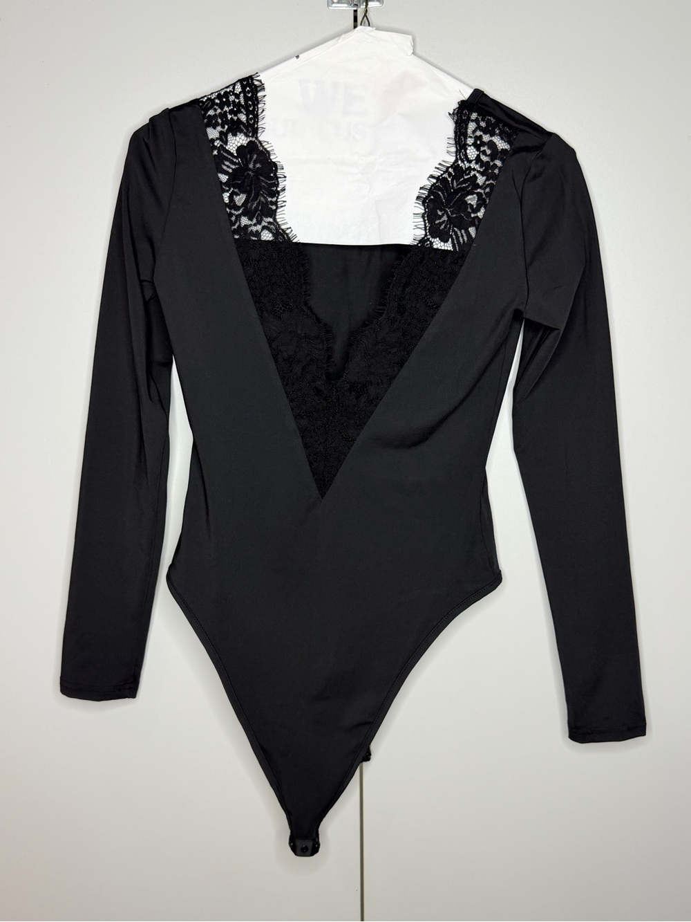 NWOT SHEIN Black Lace Back Bodysuit Size M